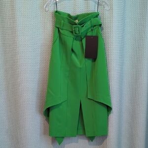 NWT Sz XS Julia Alert Elegant Green Belted High Waist Steampunk Skirt